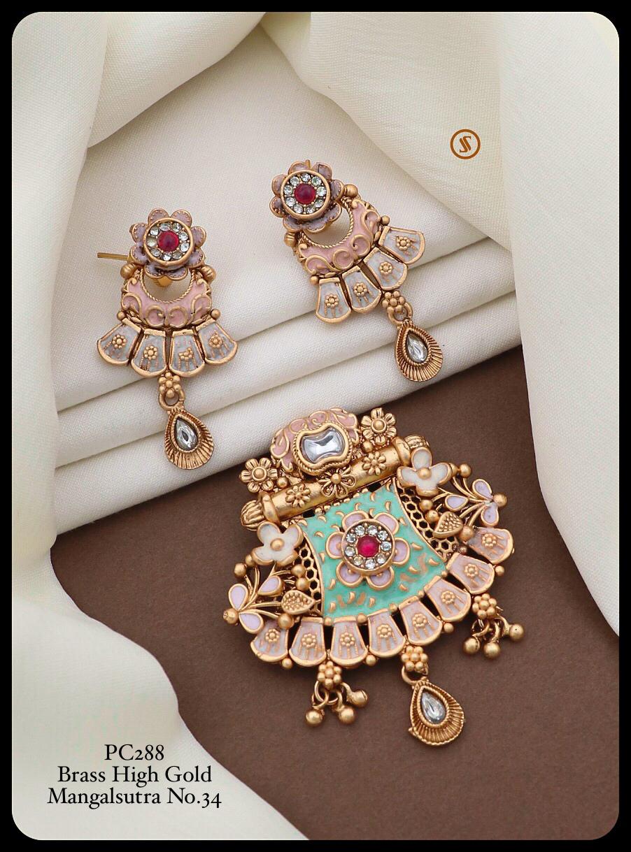 Pc 28 Fancy Brass High Gold Mangalsutra Pendal Butti Exporters in India
